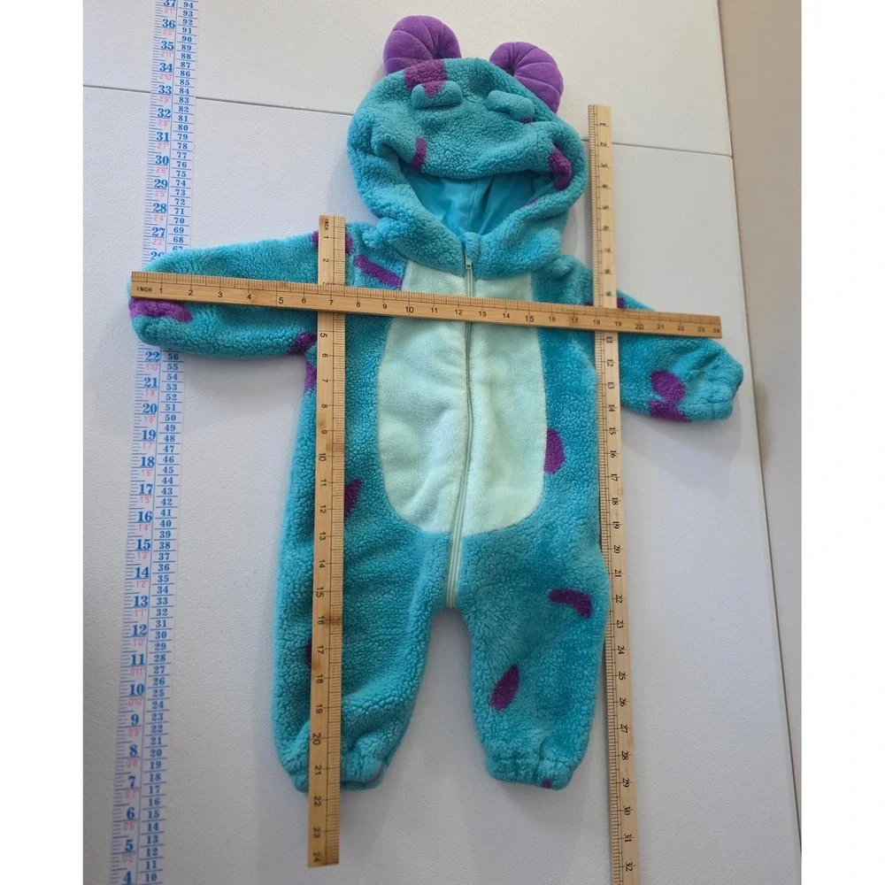 Disney Sulley Costume Romper Kids‎ 24-36 Months Blue Purple Sherpa Fleece Hooded